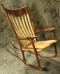 Birdseye Maple and Walnut Sculpted Rocking Chair