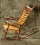 Quilted Maple and Walnut Sculpted Rocking Chair