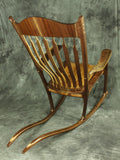 Figured Walnut and Maple Sculpted Rocking Chair