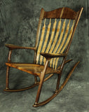 Figured Walnut and Maple Sculpted Rocking Chair