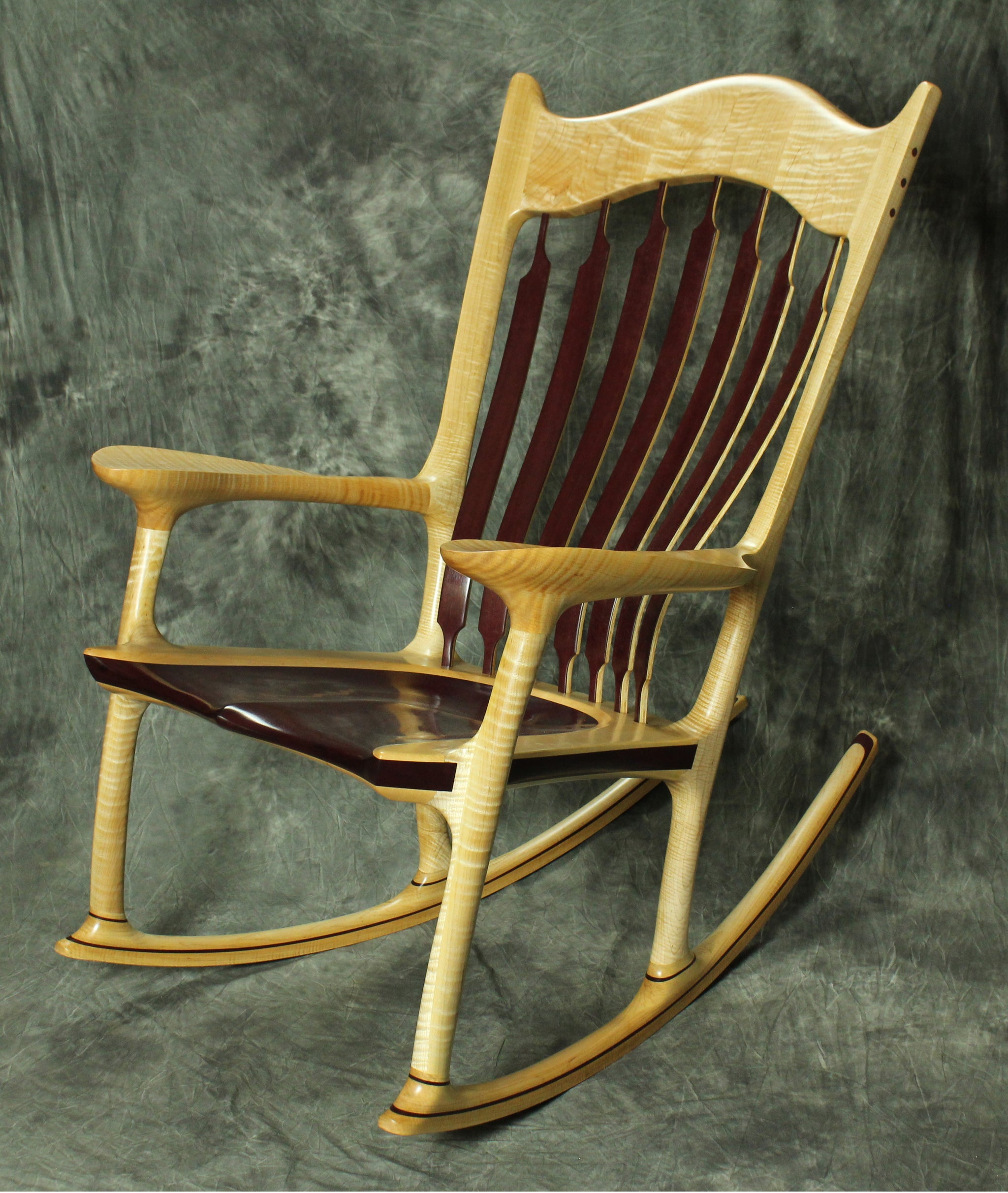 Curly Maple and Purpleheart Sculpted Rocking Chair – Cummings Fine ...