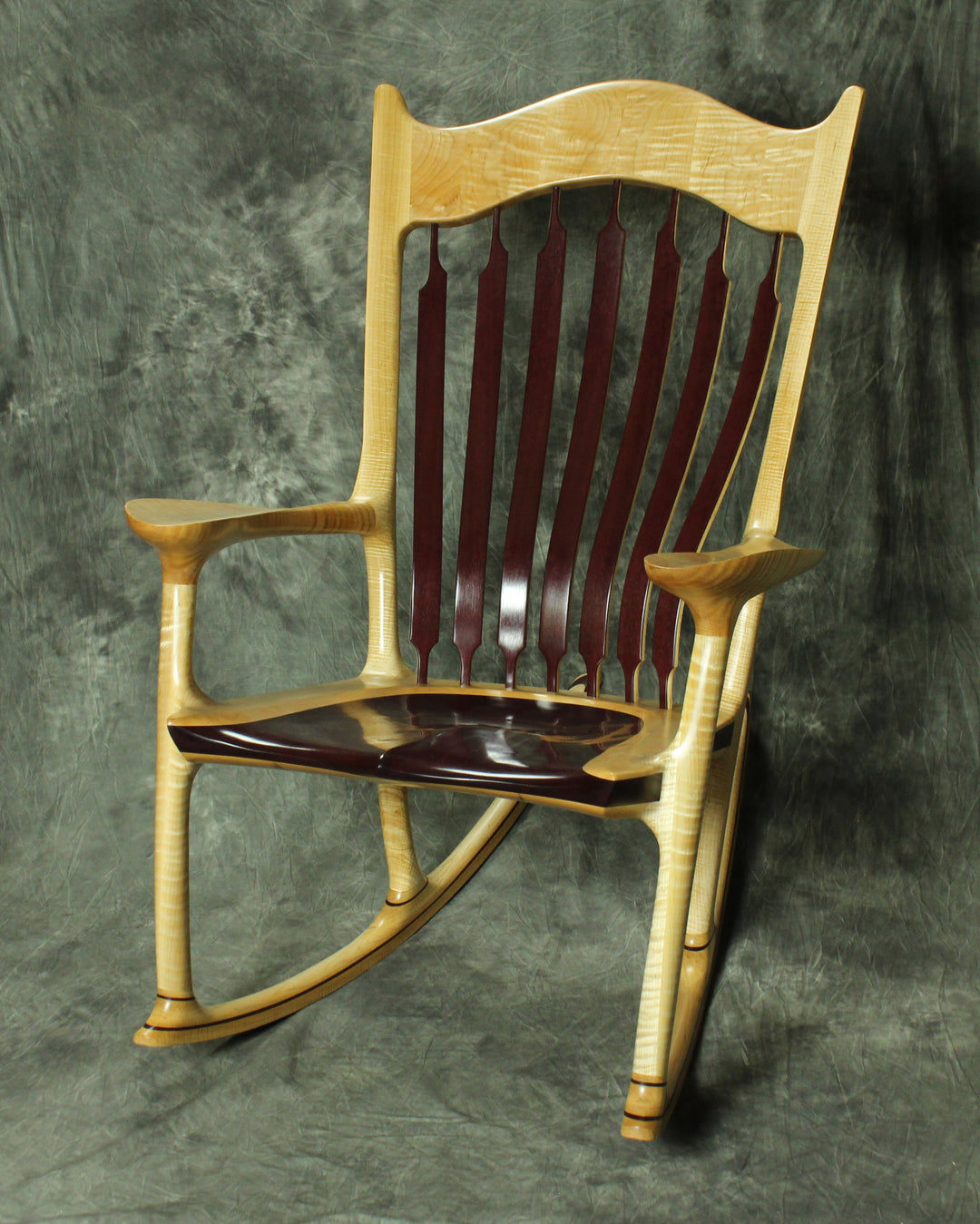 Curly Maple and Purpleheart Sculpted Rocking Chair – Cummings Fine ...