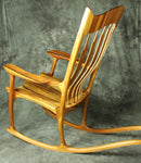 Mahogany and Zebrawood Sculpted Rocking Chair